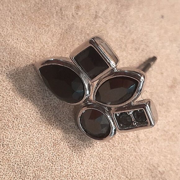 Earrings Stud Multicolored Stones Sterling Silver. - Picture 4 of 7